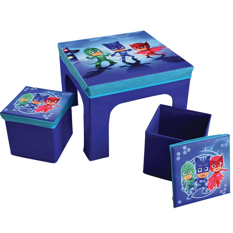 PJ Masks Opvouwbare kindertafel en 2 krukjes, Power Heroes -  50 x 50 x 49 cm + 26 x 26 x 24 cm