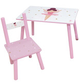Ballerina Table with chair, Tutu - 41.5 x 60 x 40 + 49.5 x 31.5 x 31 cm - MDF
