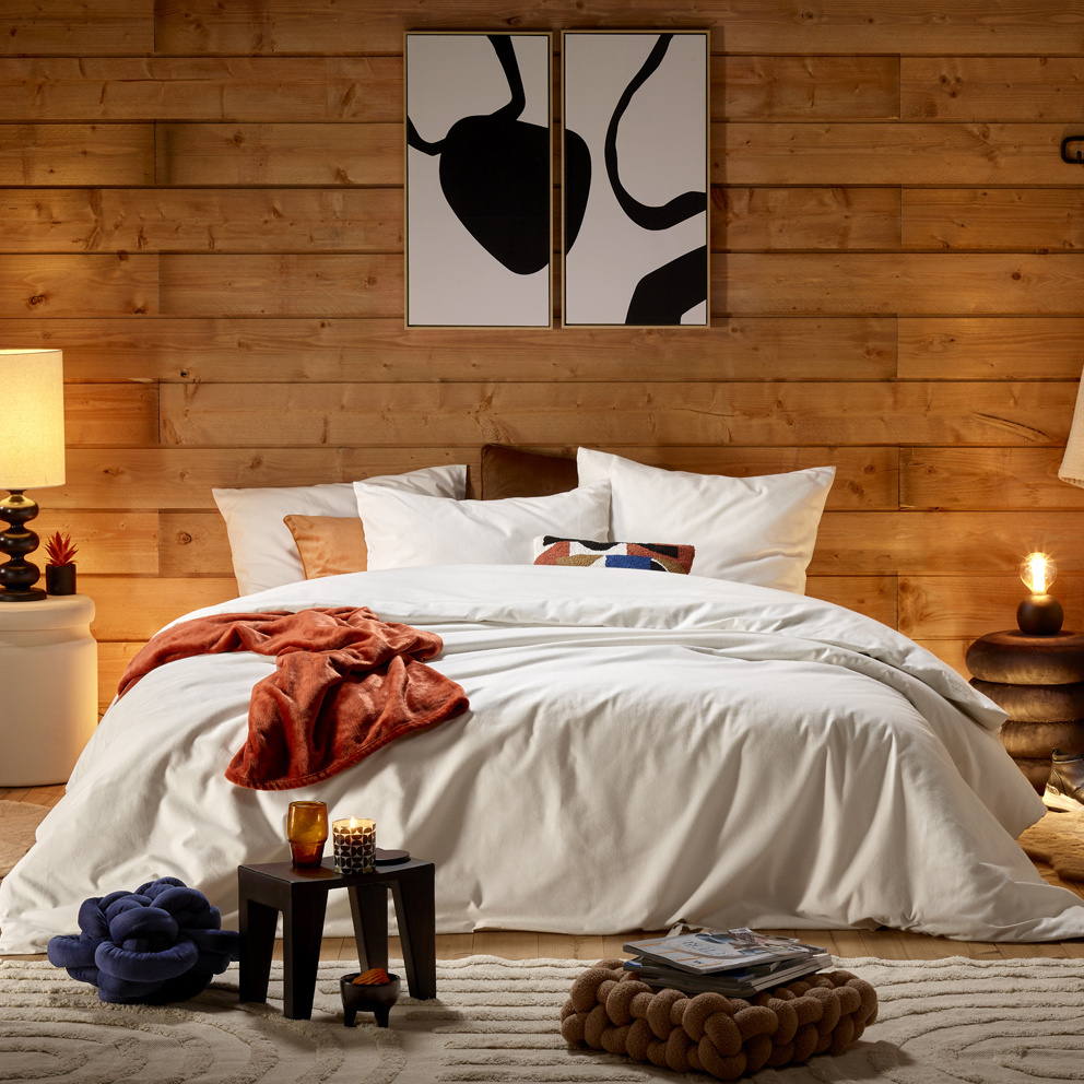 Moodit Duvet cover Frey Cream - Double - 200 x 220 cm - Cotton Flannel