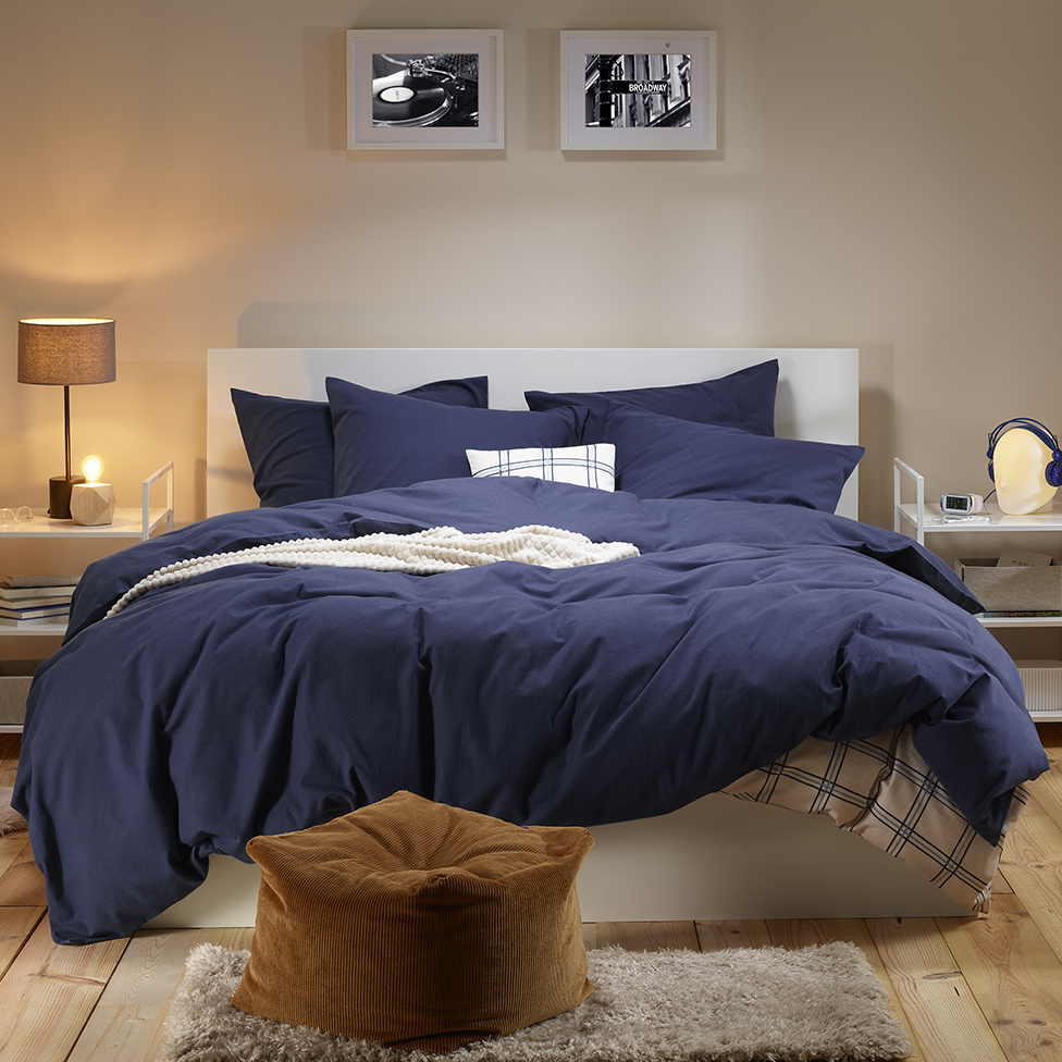Moodit Duvet cover Freya Evening Blue - Hotel size - 260 x 240 cm - Cotton Flannel
