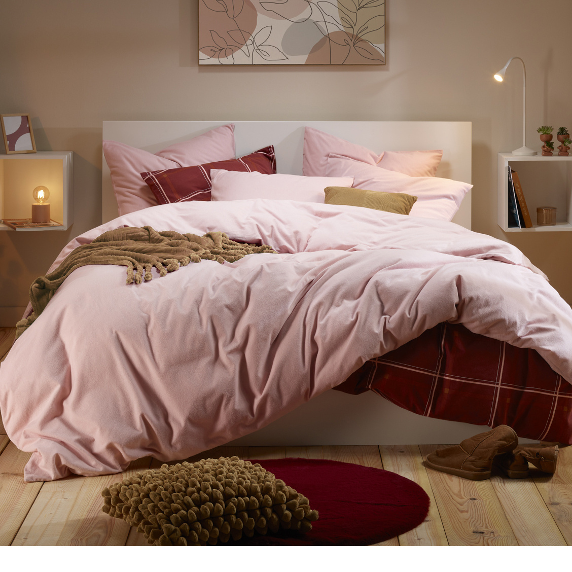 Moodit Dekbedovertrek Frey Pearl Pink - Tweepersoons - 200 x 220 cm - Katoen Flanel