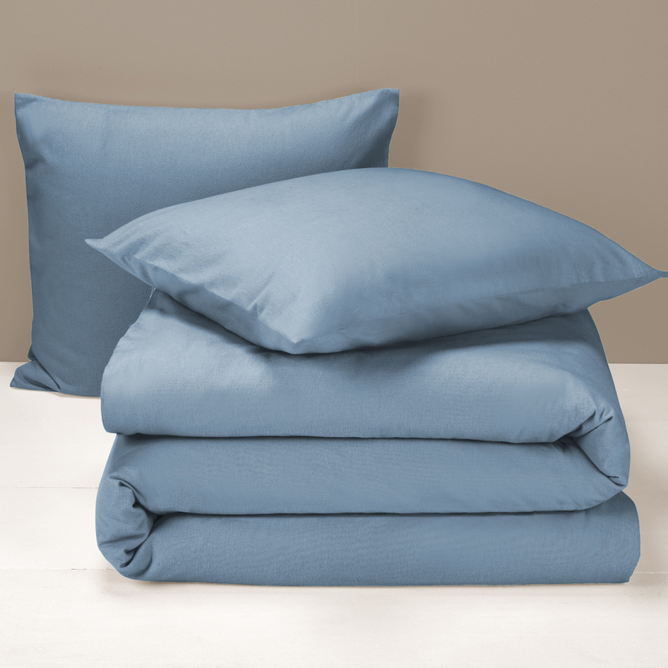 Moodit Duvet cover Freya Stone Blue - Lits Jumeaux - 240 x 220 cm - Cotton Flannel