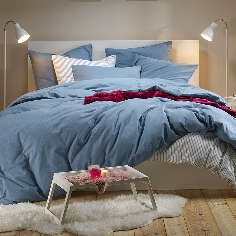 Moodit Dekbedovertrek Freya Stone Blue - Hotelmaat - 260 x 240 cm - Katoen Flanel