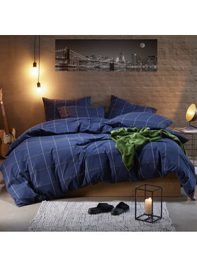 Moodit Dekbedovertrek Ian Evening Blue 200 x 220 cm Katoen Flanel