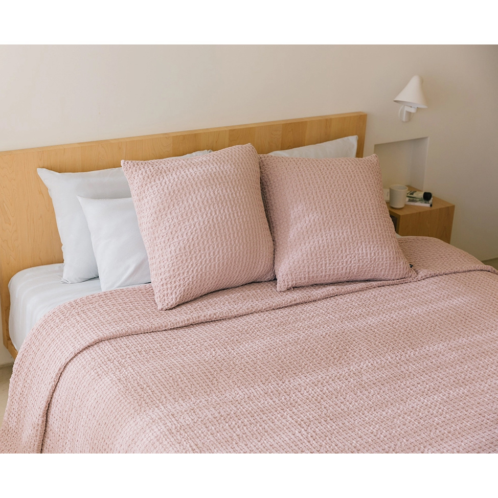 Torres Novas 1845 Bedspread Waffle Old Pink - 280 x 260 cm - Cotton