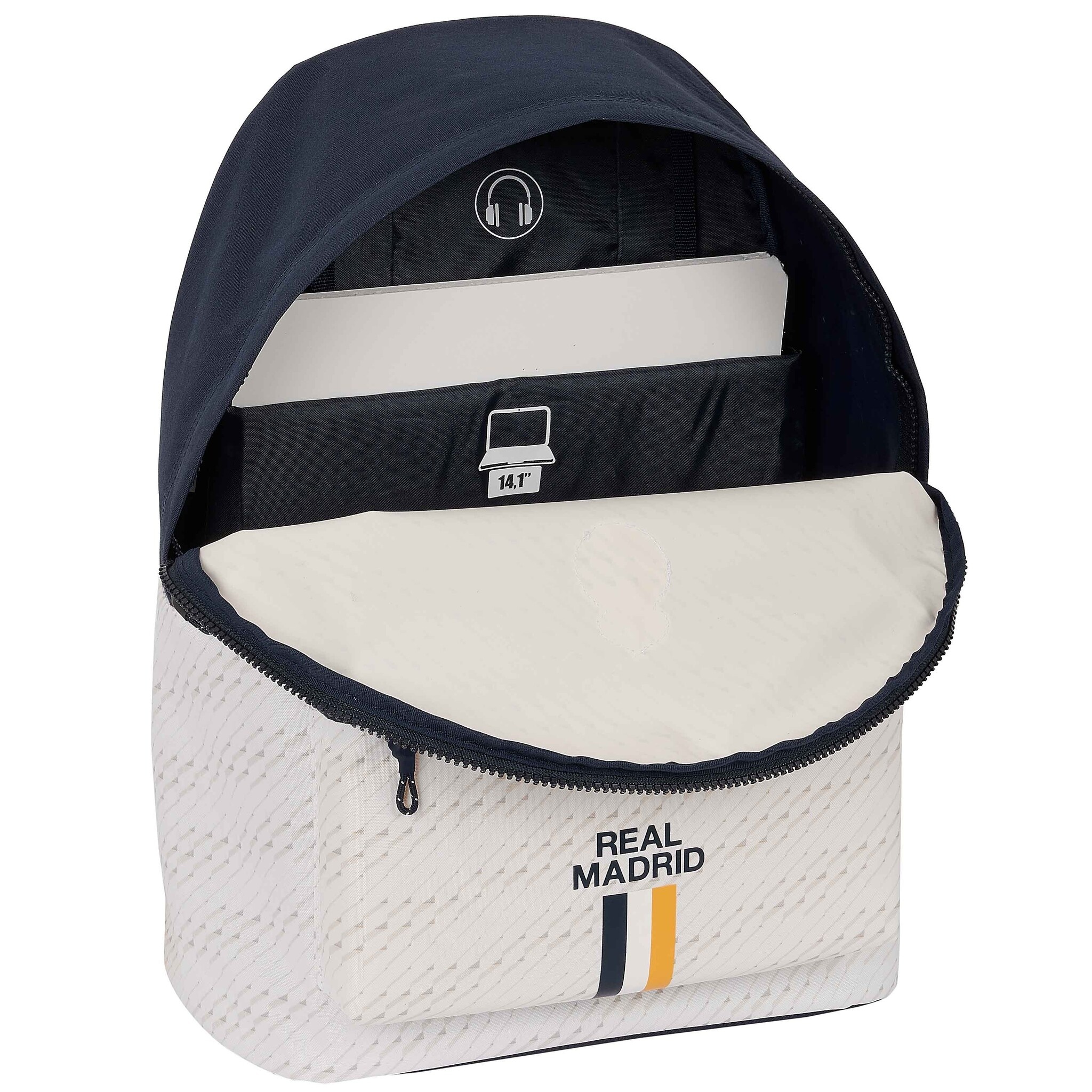 Real Madrid Laptop Backpack, Logo - 14.1" - 42 x 31 x 16 cm - Polyester