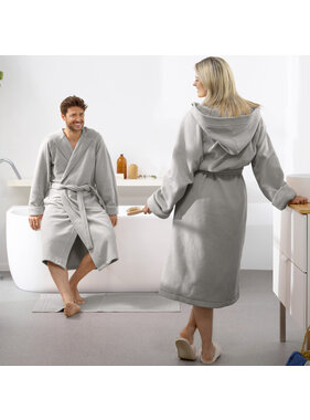 Moodit Bathrobe Reese, Silver - L - Unisex - Cotton/Polyester