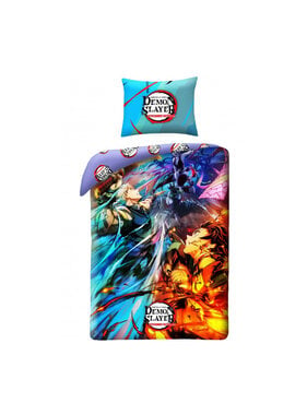 Demon Slayer Duvet cover Fighting Ninja 140 x 200 cm + 70 x 90 cm - Cotton