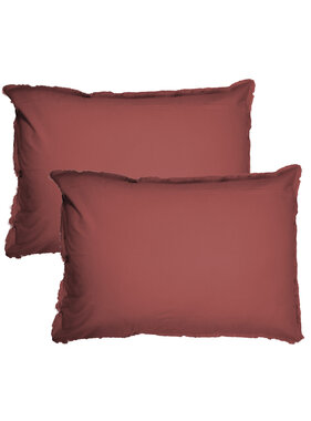 Matt & Rose Set Kussenslopen Bordeaux Rood 50 x 70 cm Gewassen Katoen