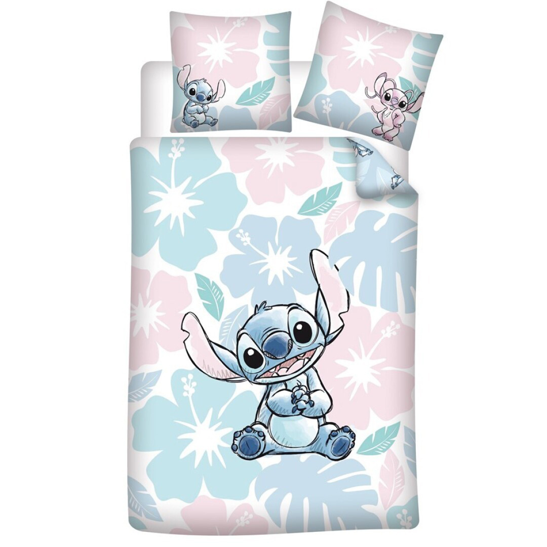 Disney Lilo & Stitch Duvet cover, Tropical Flowers - Single - 140 x 200 cm - Polycotton
