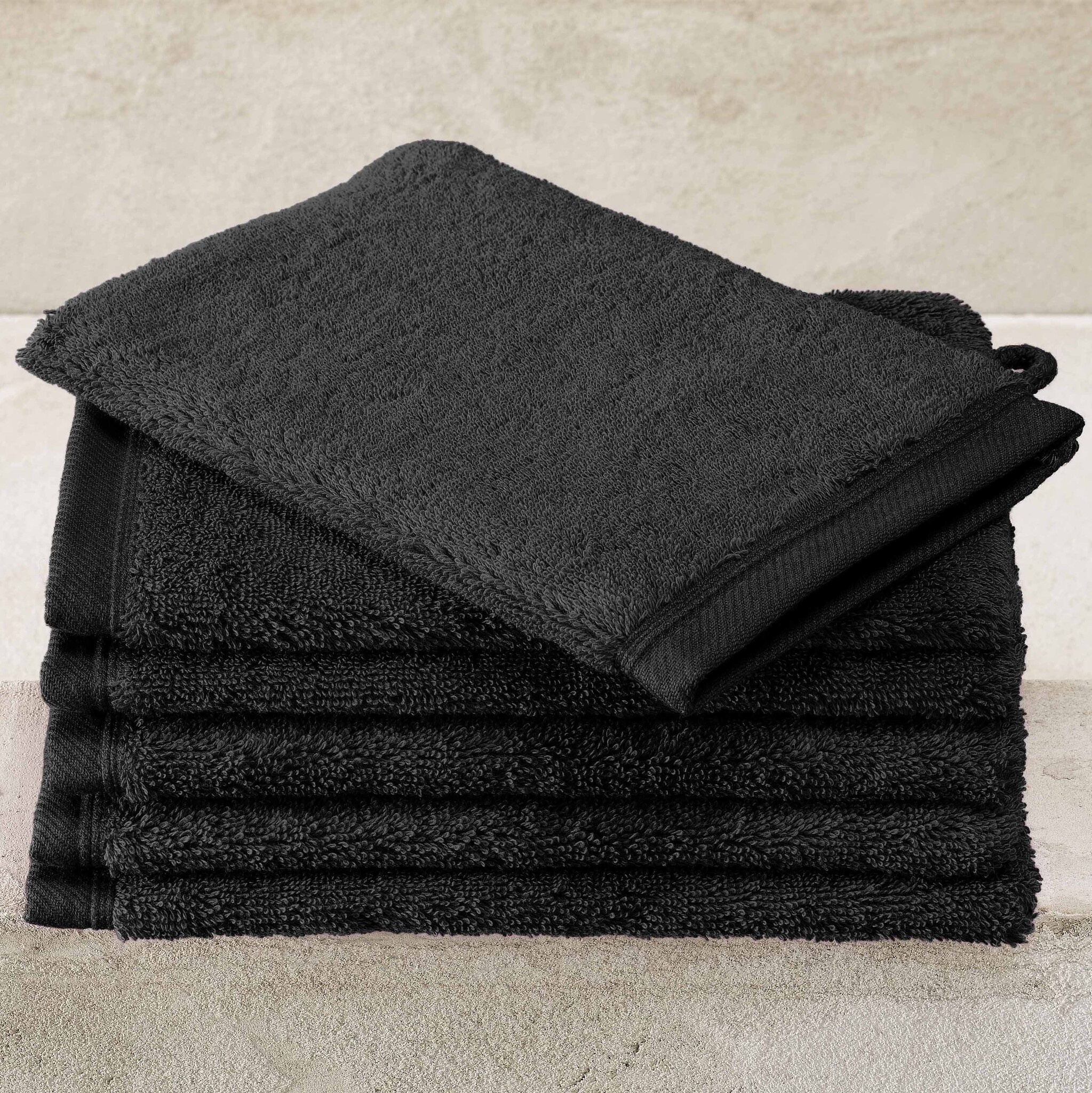 De Witte Lietaer Washandjes Contessa, Black - 16 x 21 cm - 6 stuks - Katoen