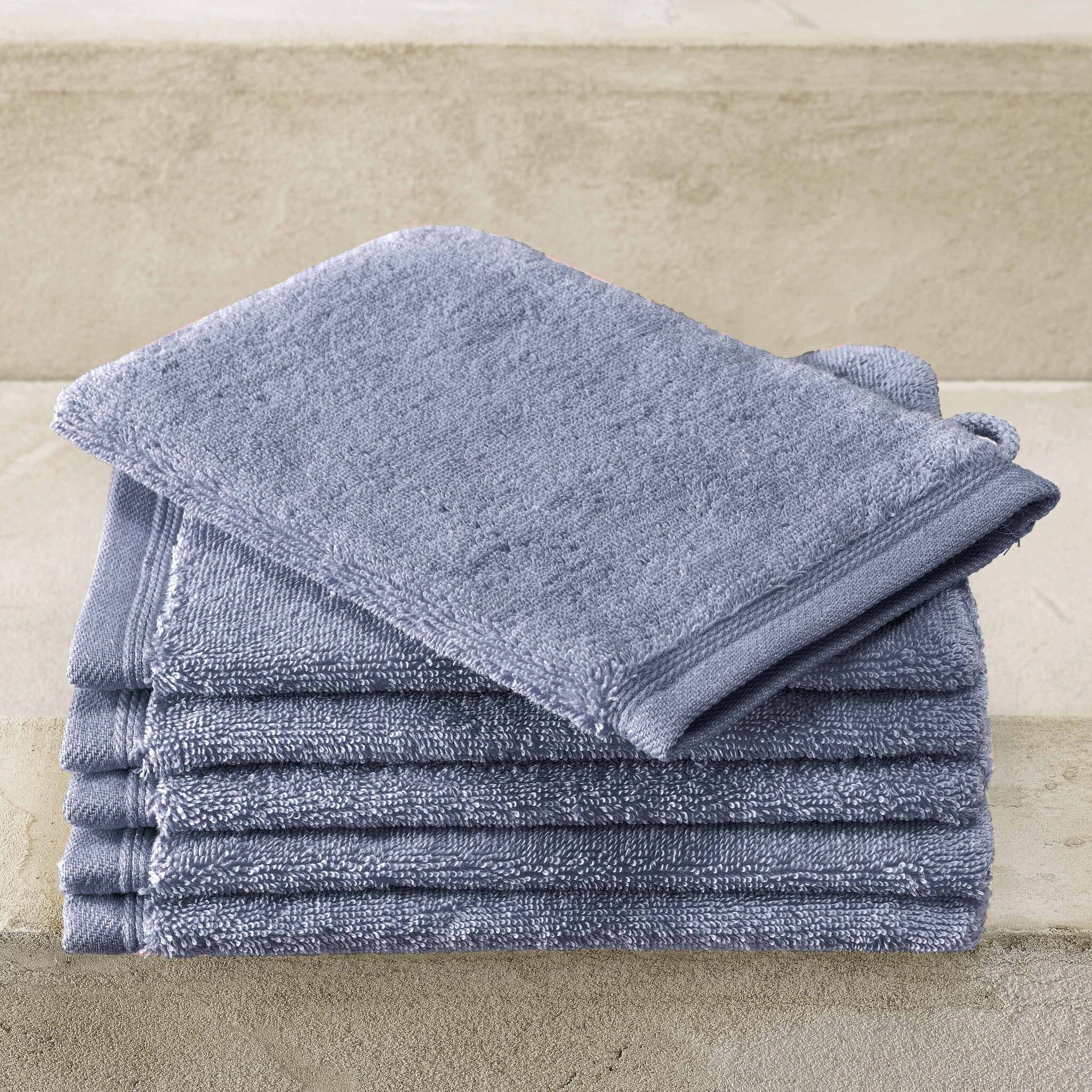 De Witte Lietaer Washcloths Contessa, Stone Blue - 16 x 21 cm - 6 pieces - Cotton