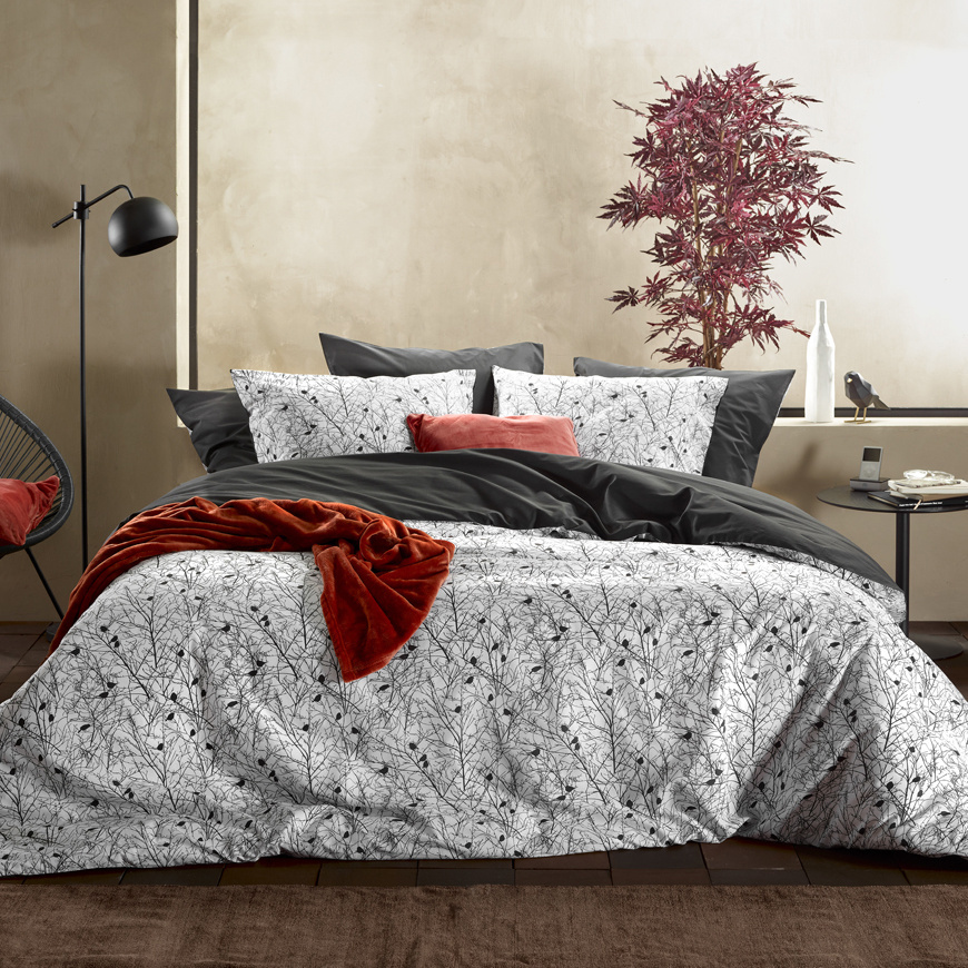 De Witte Lietaer Duvet cover Charlie, Black - 200 x 200/220 - Cotton Percale