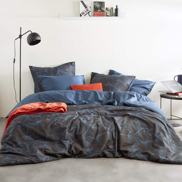 De Witte Lietaer Duvet cover Cobra, Blue Fusion - 200 x 200/220 - Cotton Percale