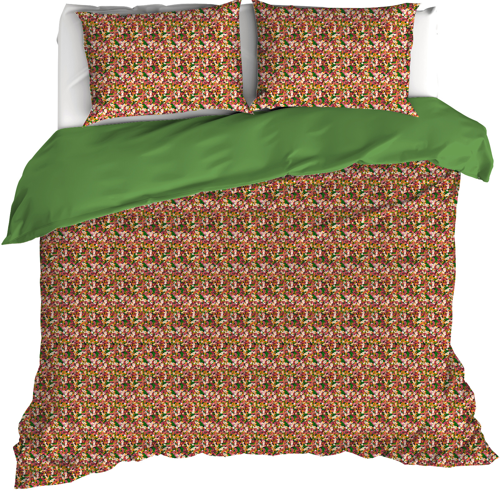 De Witte Lietaer Dekbedovertrek Flowerpower, Green Bee - 200 x 200/220 - Katoen Percal