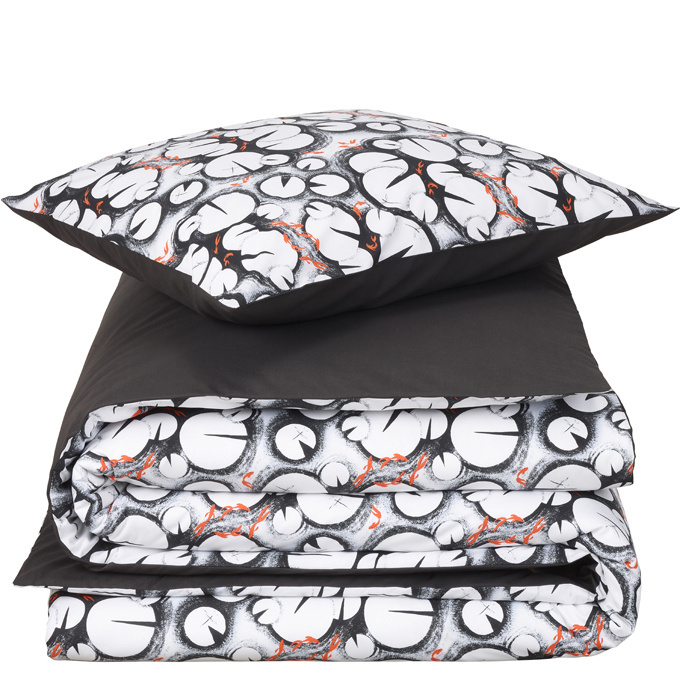 De Witte Lietaer Dekbedovertrek Lilypad, Black - 140 x 200/220 - Katoen Percal