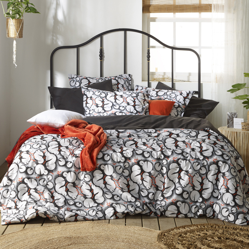 De Witte Lietaer Dekbedovertrek Lilypad, Black - 140 x 200/220 - Katoen Percal