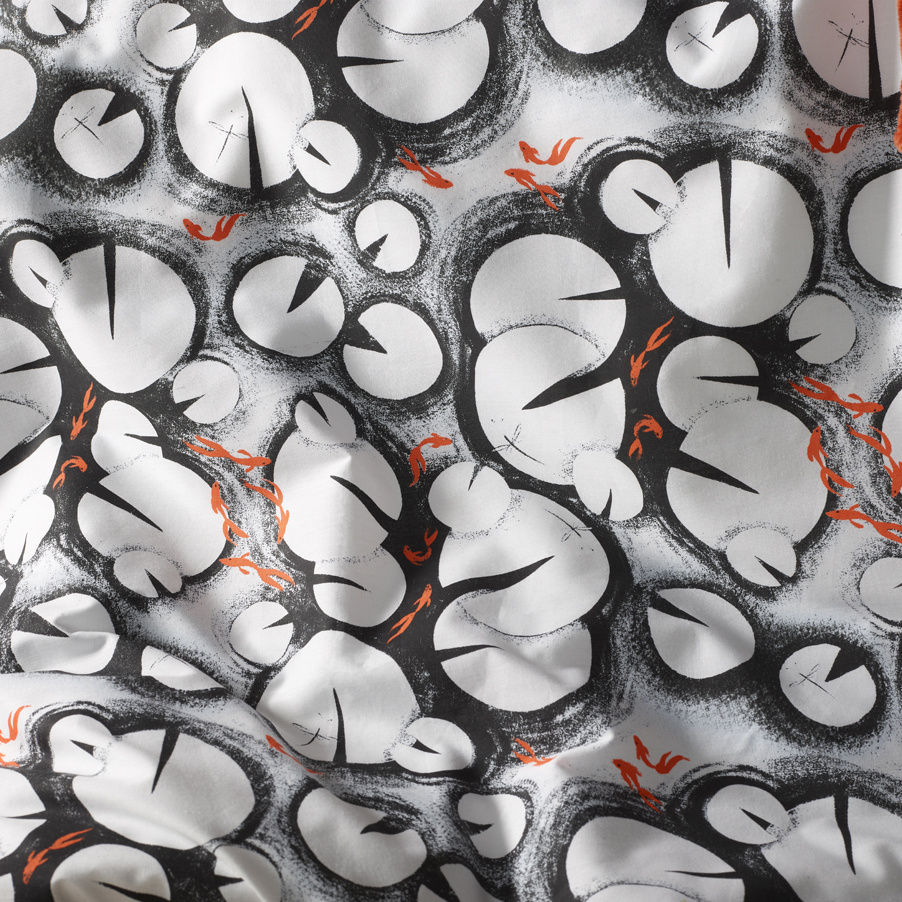 De Witte Lietaer Dekbedovertrek Lilypad, Black - 200 x 200/220 - Katoen Percal