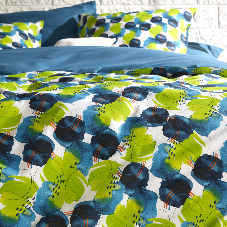 De Witte Lietaer Dekbedovertrek Whimsy, Blue Blizzard - 200 x 200/220 - Katoen Percal