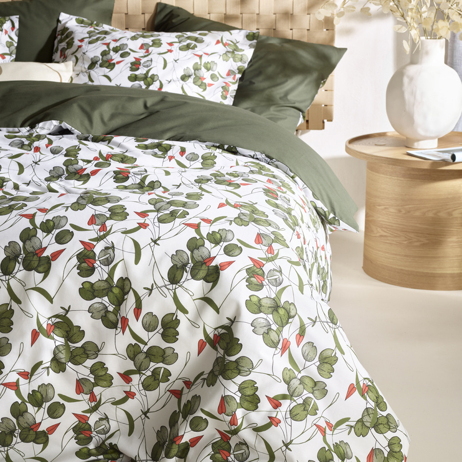 De Witte Lietaer Duvet cover Whisper, Douglas Fir - 200 x 200/220 - Cotton Percale