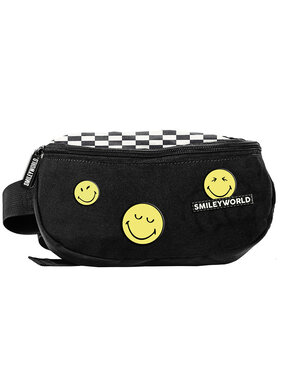 BeUniq Hip bag Smiley Black and White 24 x 13 cm Polyester