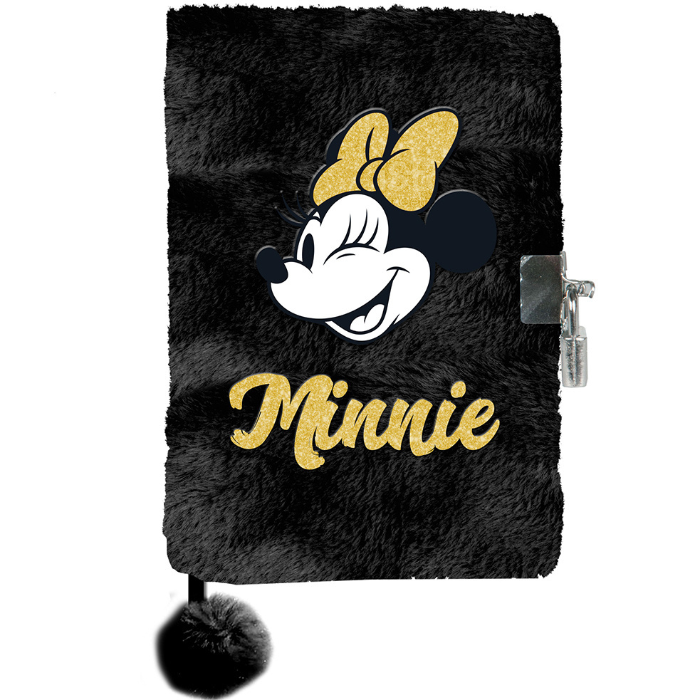 Disney Minnie Mouse Diary A5, Glitter - lined with lock - 15 x 21 x 3 cm - Black