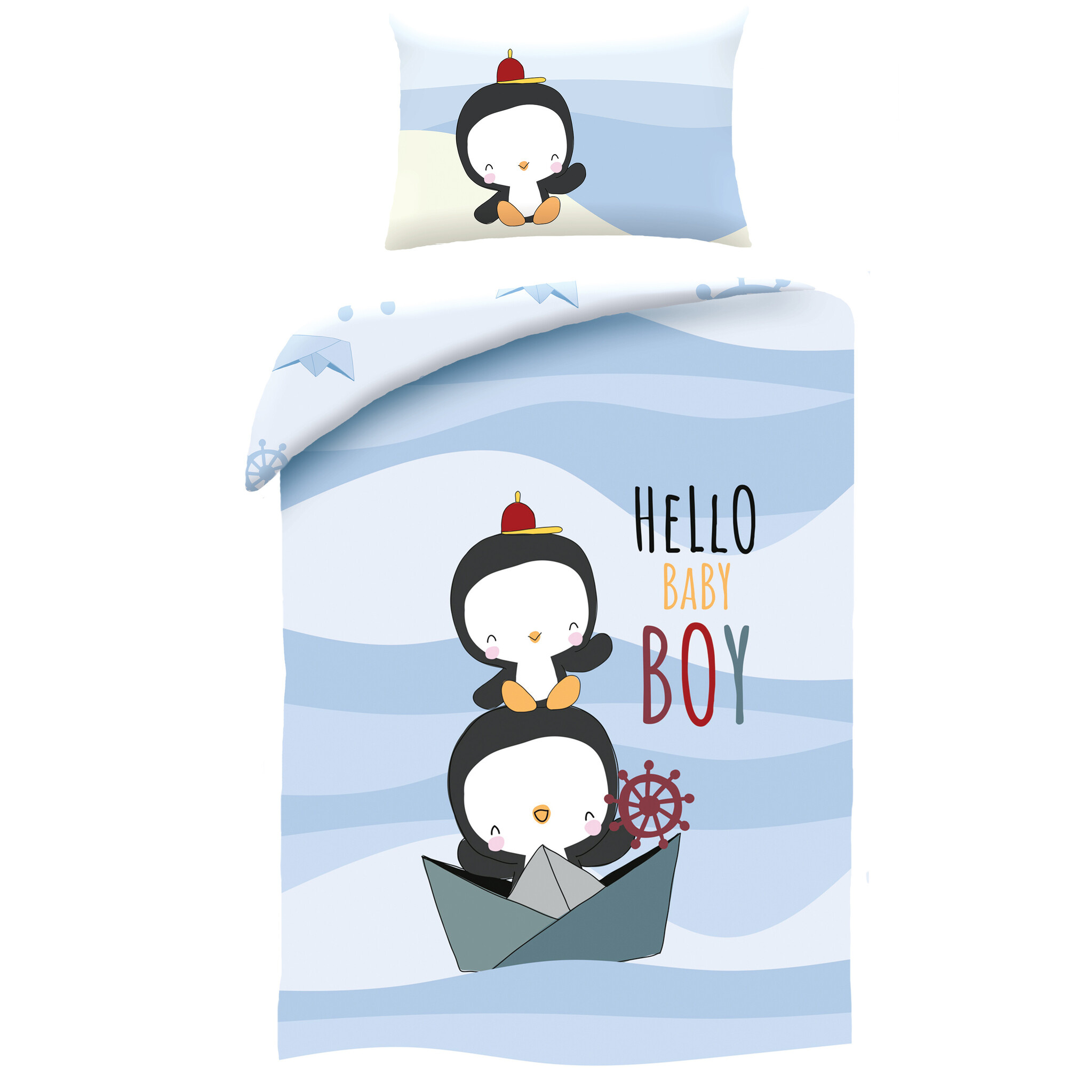 Animal Pictures BABY Dekbedovertrek, Hello Baby Boy - 100 x 135 cm + 60 x 40 cm - Katoen