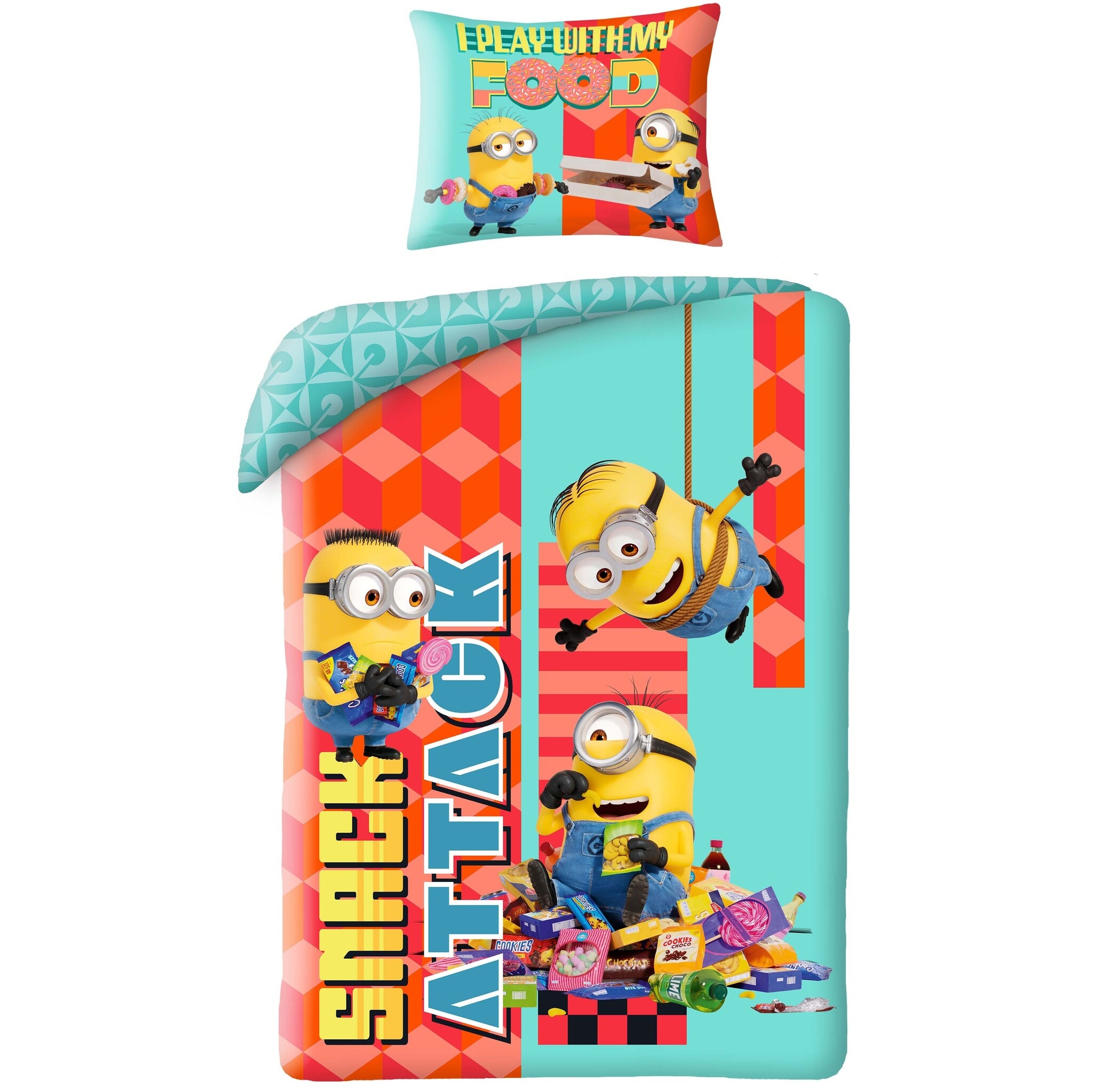 Minions Duvet cover, Snack Attack - 140 x 200 + 70 x 90 cm - Polyester