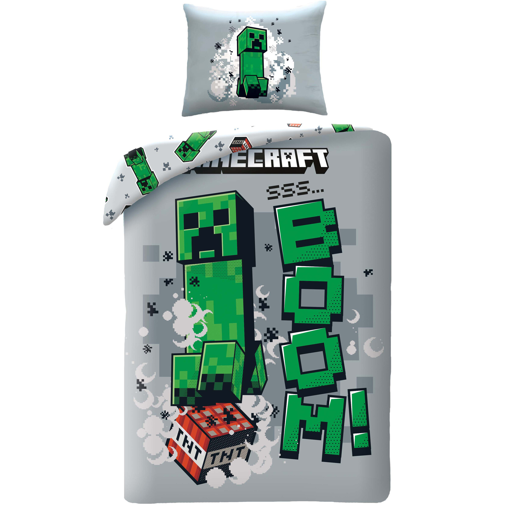 Minecraft Dekbedovertrek Boom! - Eenpersoons - 140 x 200 cm - Polyester
