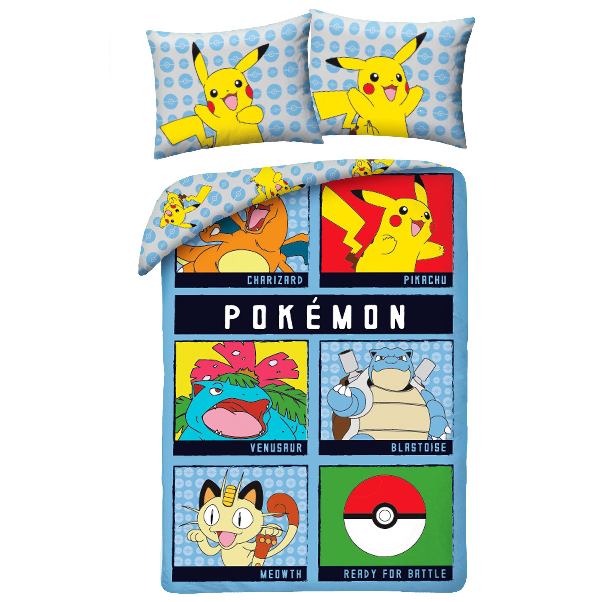 Pokemon Dekbedovertrek, Battle - 140 x 200 cm + 70 x 90 cm - Katoen
