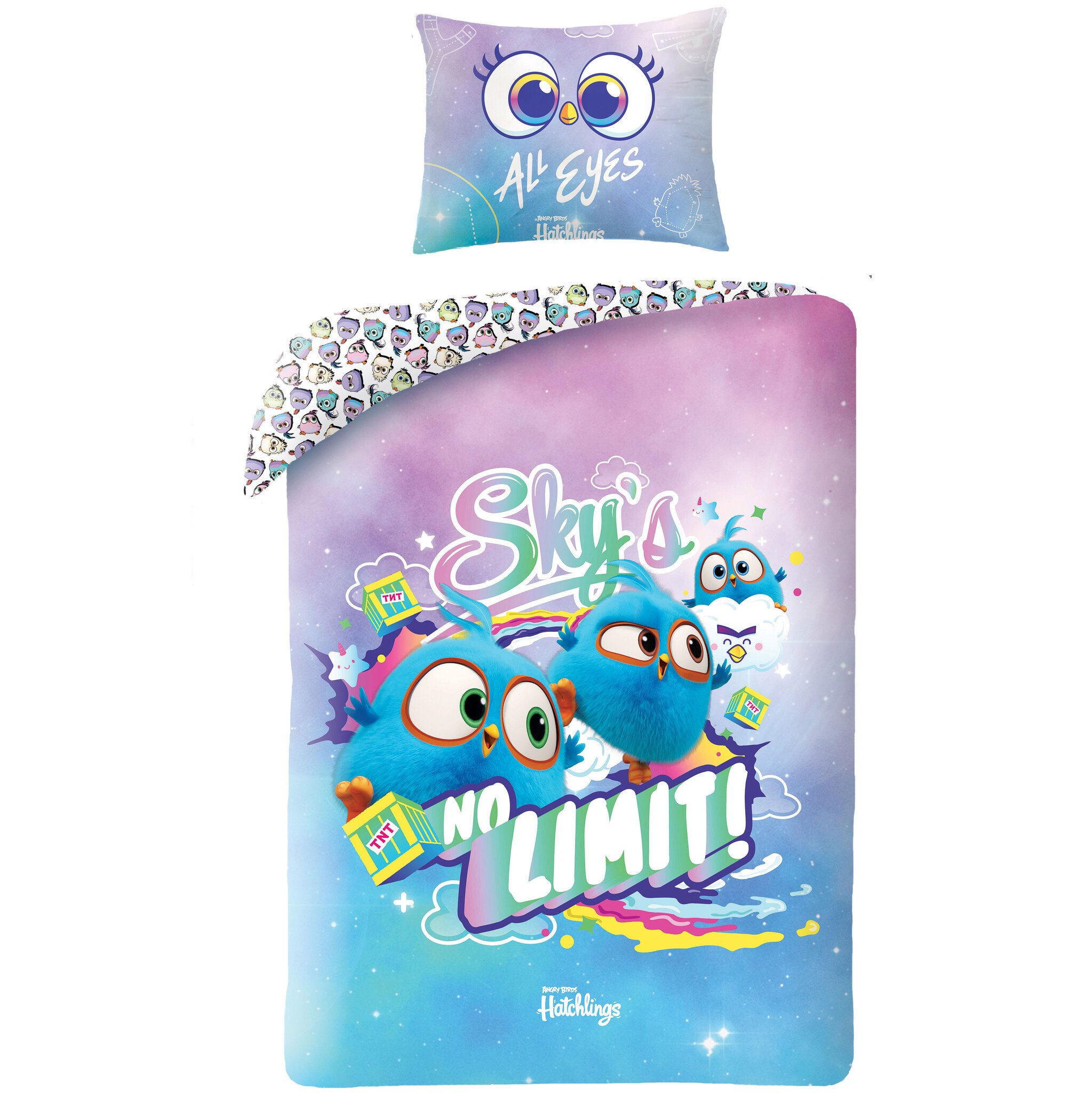 Angry Birds Hatchlings BABY Dekbedovertrek, Sky's No Limit - 100 x 135 cm + 60 x 40 cm - Katoen