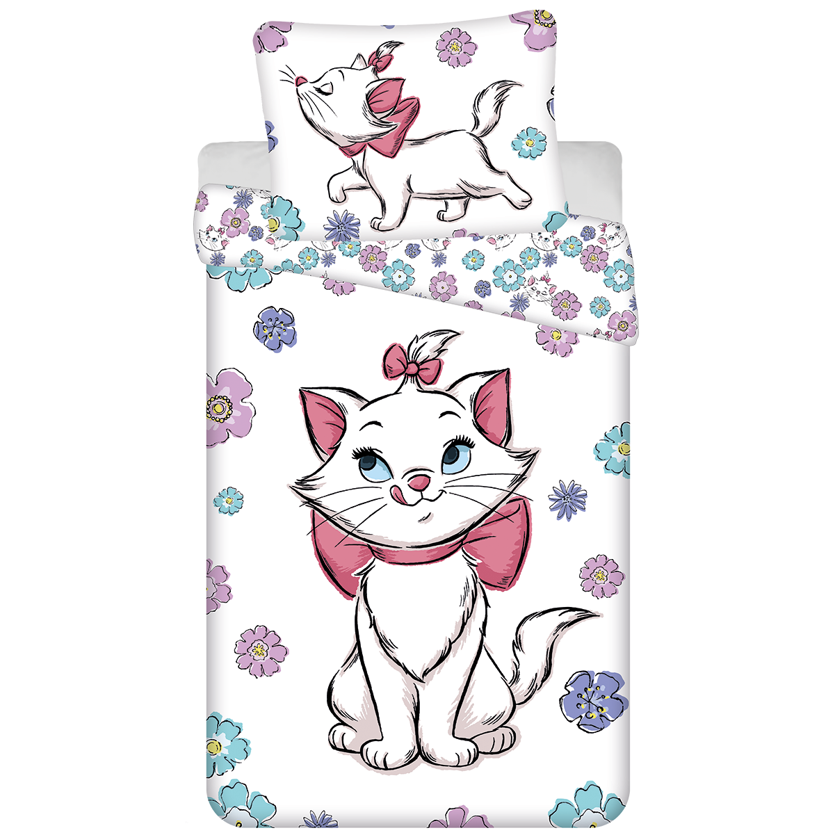 Disney Aristocats Duvet cover, Flowers - 140 x 200 + 70 x 90 cm - Cotton