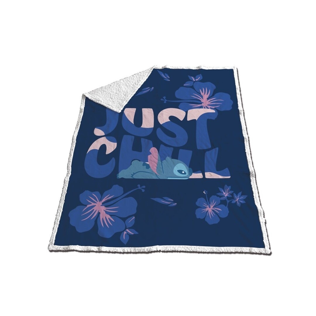 Disney Lilo & Stitch Sherpa Fleeceplaid, Just Chill - 130 x 170 cm - Polyester/fleece