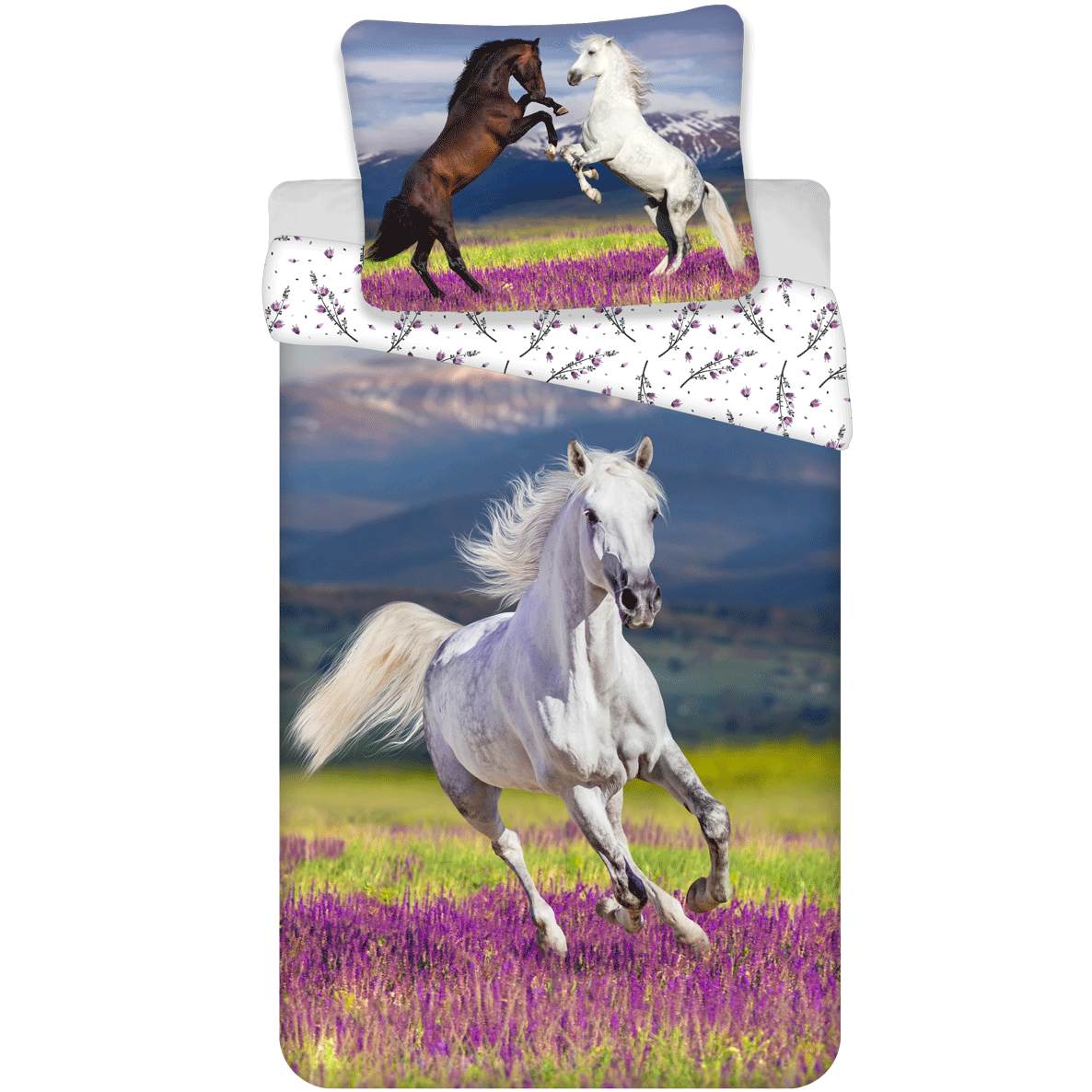 Sweet Home Duvet cover, Horses - 140 x 200 + 70 x 90 cm - Cotton