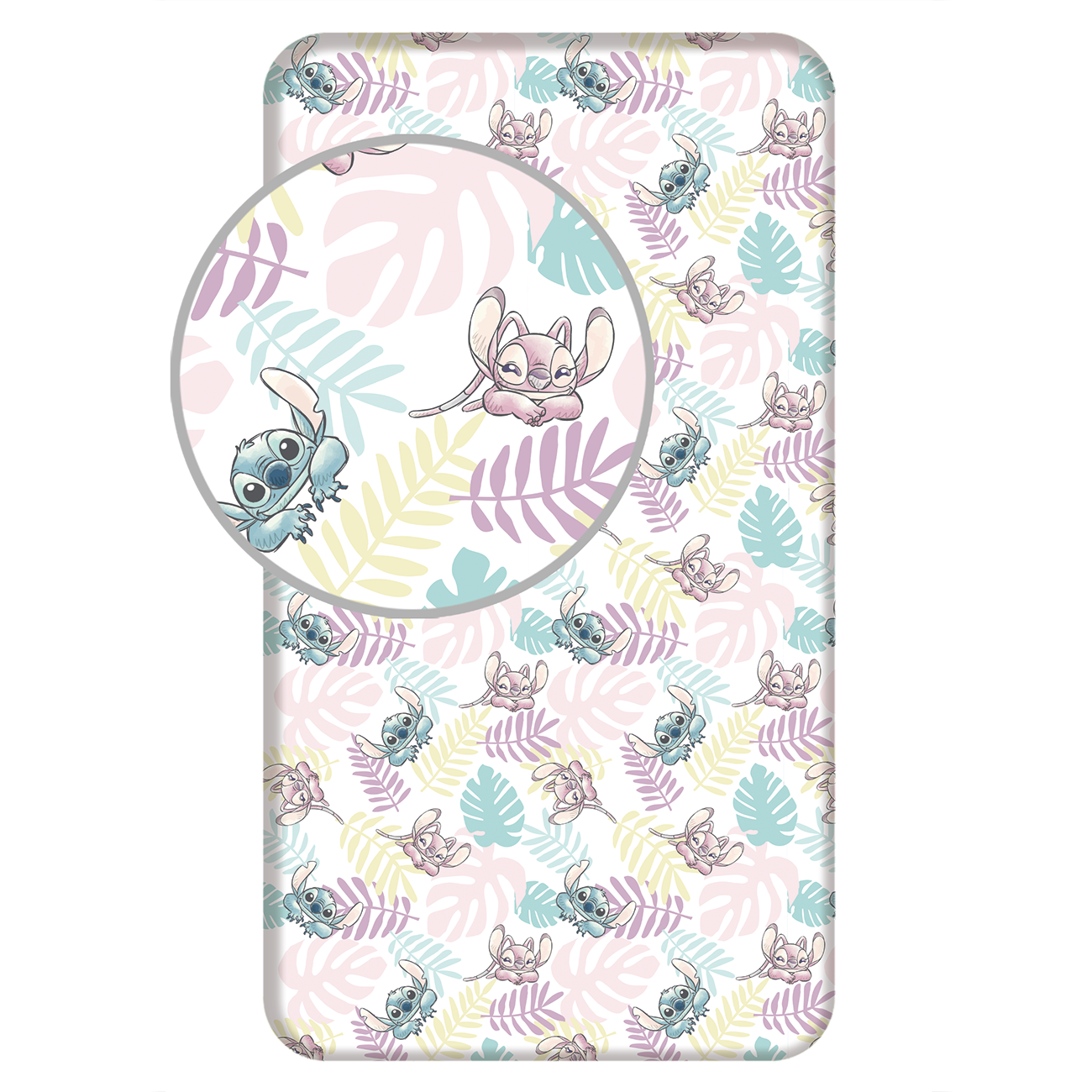 Disney Lilo & Stitch Hoeslaken Leaves - Eenpersoons - 90 x 200 cm - Katoen
