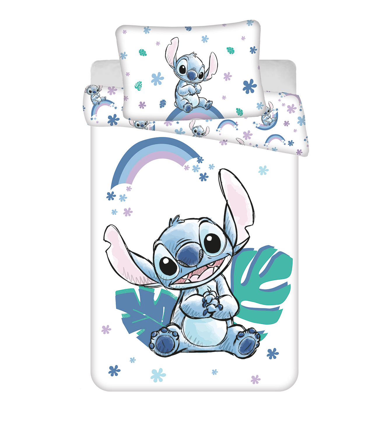 Disney Lilo & Stitch BABY Dekbedovertrek, Regenboog - 135 x 100 + 40 x 60 cm - Katoen