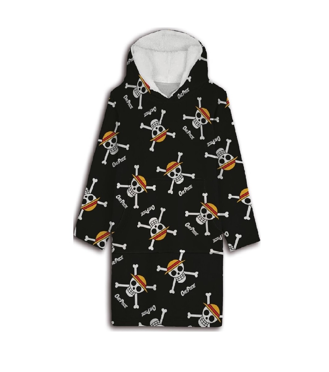One Piece Hoodie Fleece Deken, Skull - Volwassen - One Size - Polyester