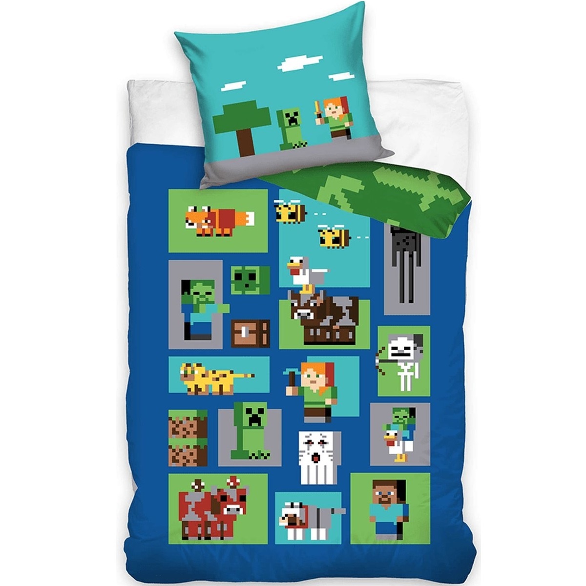 Minecraft Duvet cover, Pixels - Single - 140 x 200 + 60 x 70 cm - Cotton