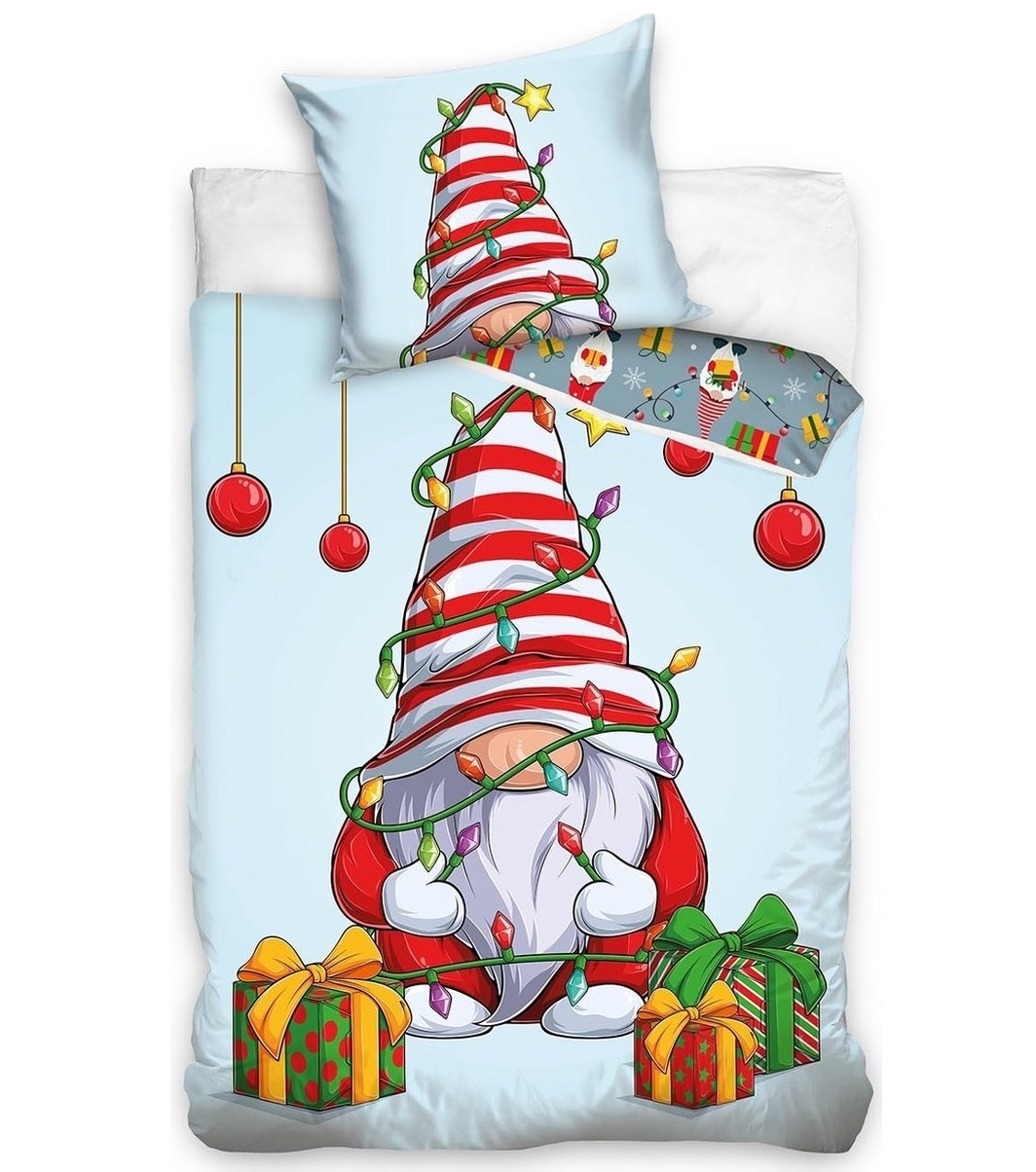 In Home Duvet cover, Christmas Gnome - Single - 140 x 200 + 60 x 70 cm - Cotton