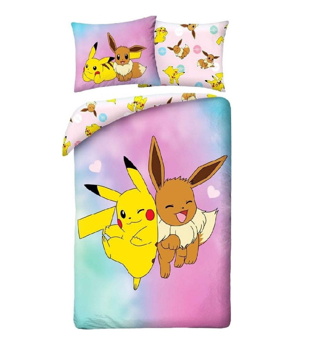 Pokemon Dekbedovertrek Pikachu Eevee - Eenpersoons - 140 x 200 + 70 x 90 cm - Polyester