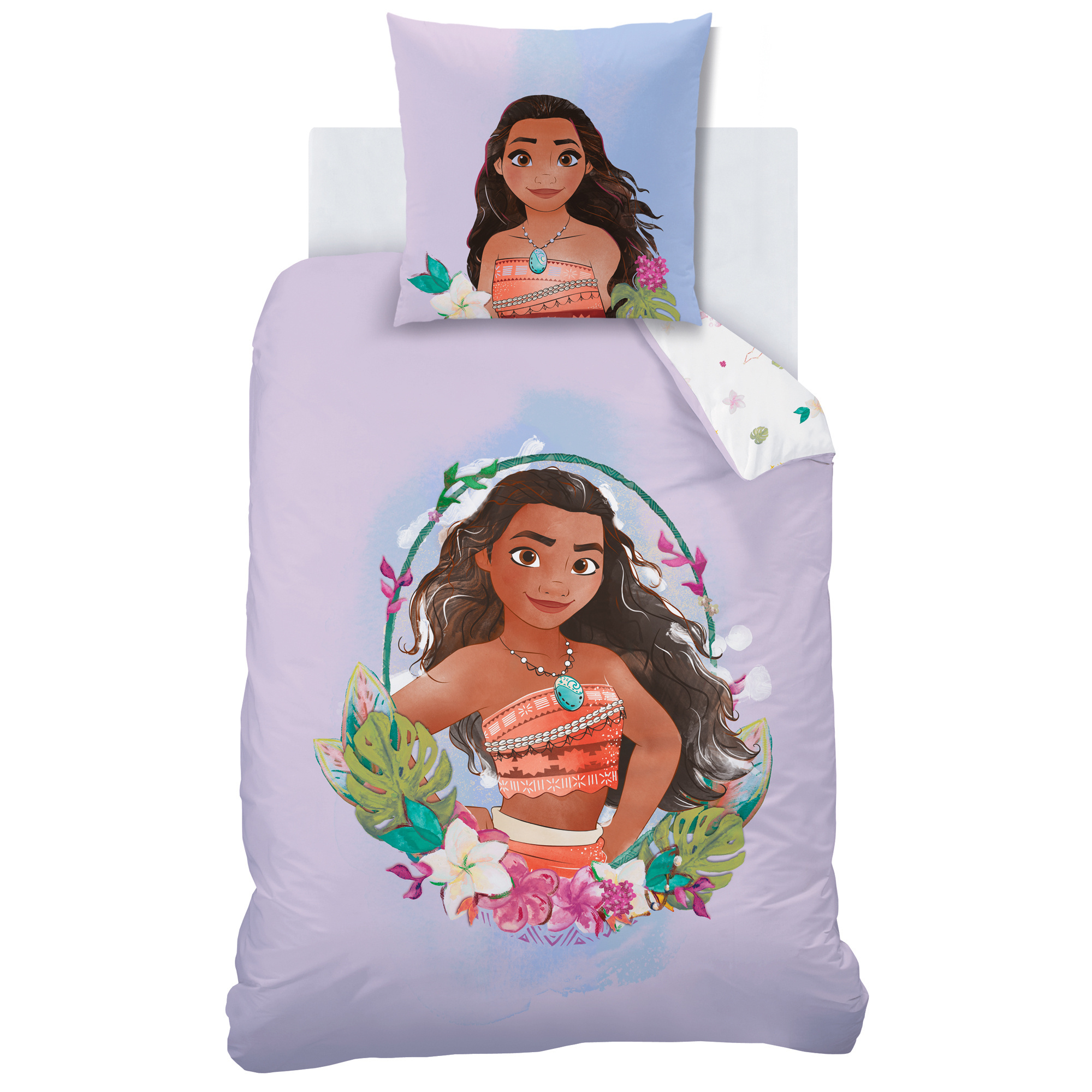Disney Vaiana Dekbedovertrek, Island - Eenpersoons - 140 x 200 + 63 x 63 cm - Katoen