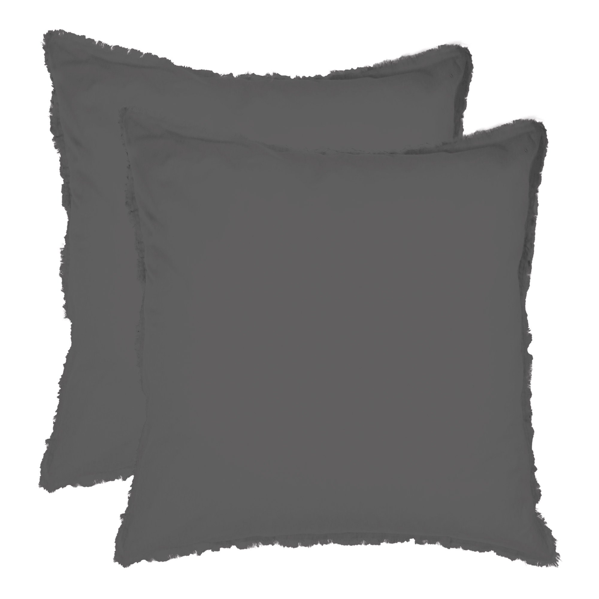 Matt & Rose Dekbedovertrek, Antraciet - Lits Jumeaux - 240 x 220 + 2x 65 x 65 cm - Gewassen katoen