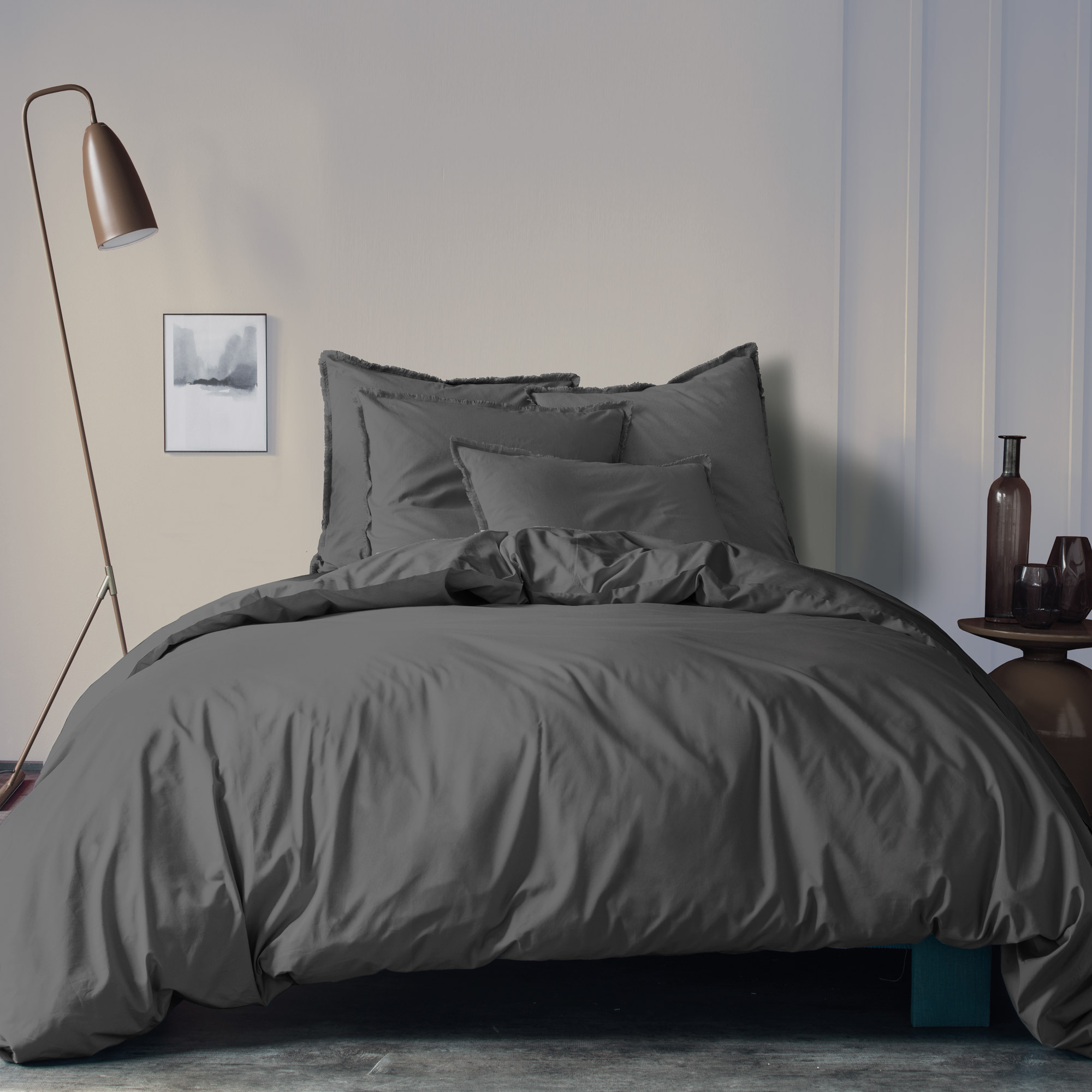 Matt & Rose Duvet cover, Anthracite - Hotel size - 260 x 240 + 2x 65 x 65 cm - Washed cotton