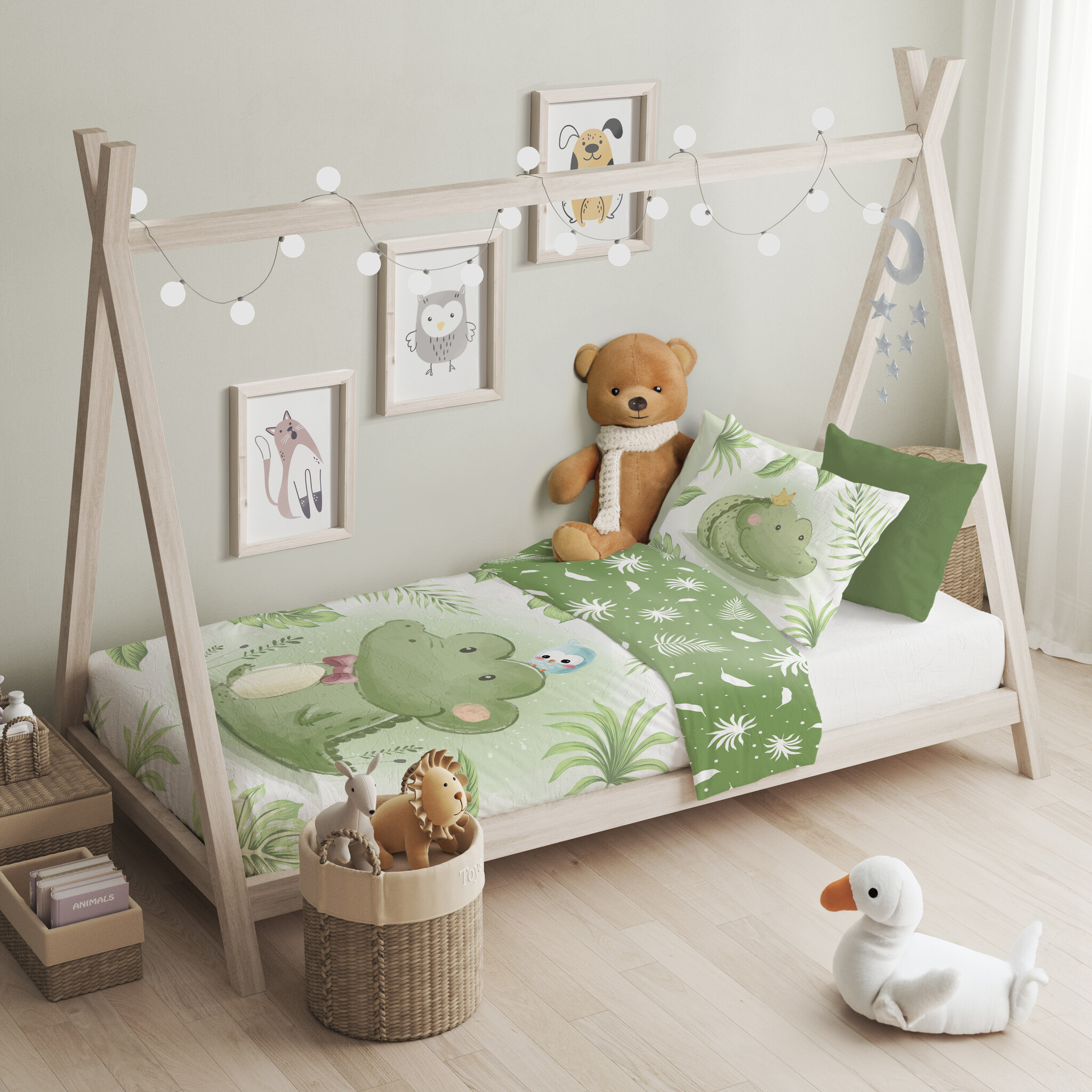 Cuddles BABY / Toddler duvet cover, Croc - 100 x 135 cm / 40 x 60 cm - Cotton