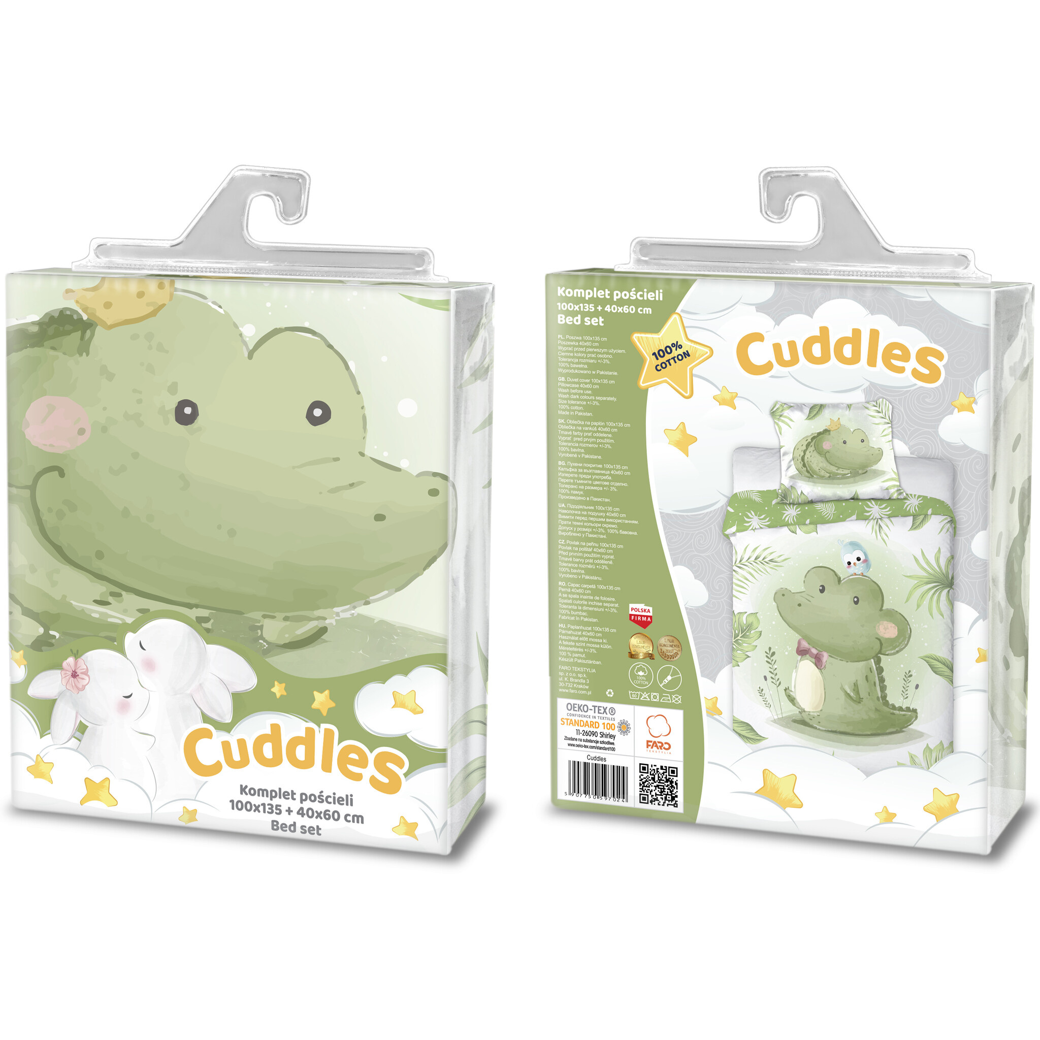 Cuddles BABY / Peuter dekbedovertrek, Croc - 100 x 135 cm / 40 x 60 cm - Katoen