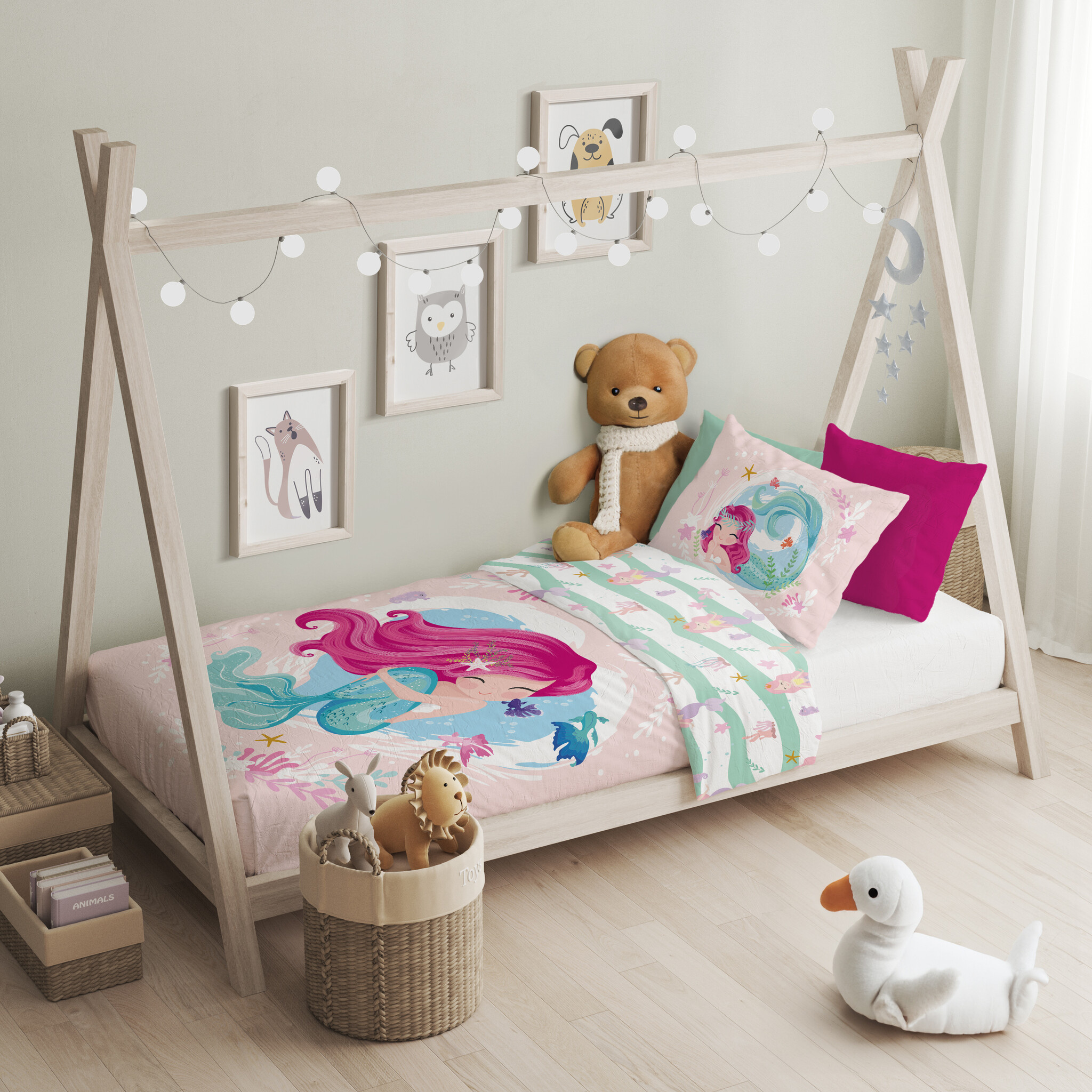 Cuddles BABY / Peuter dekbedovertrek, Zeemeermin - 100 x 135 cm / 40 x 60 cm - Katoen