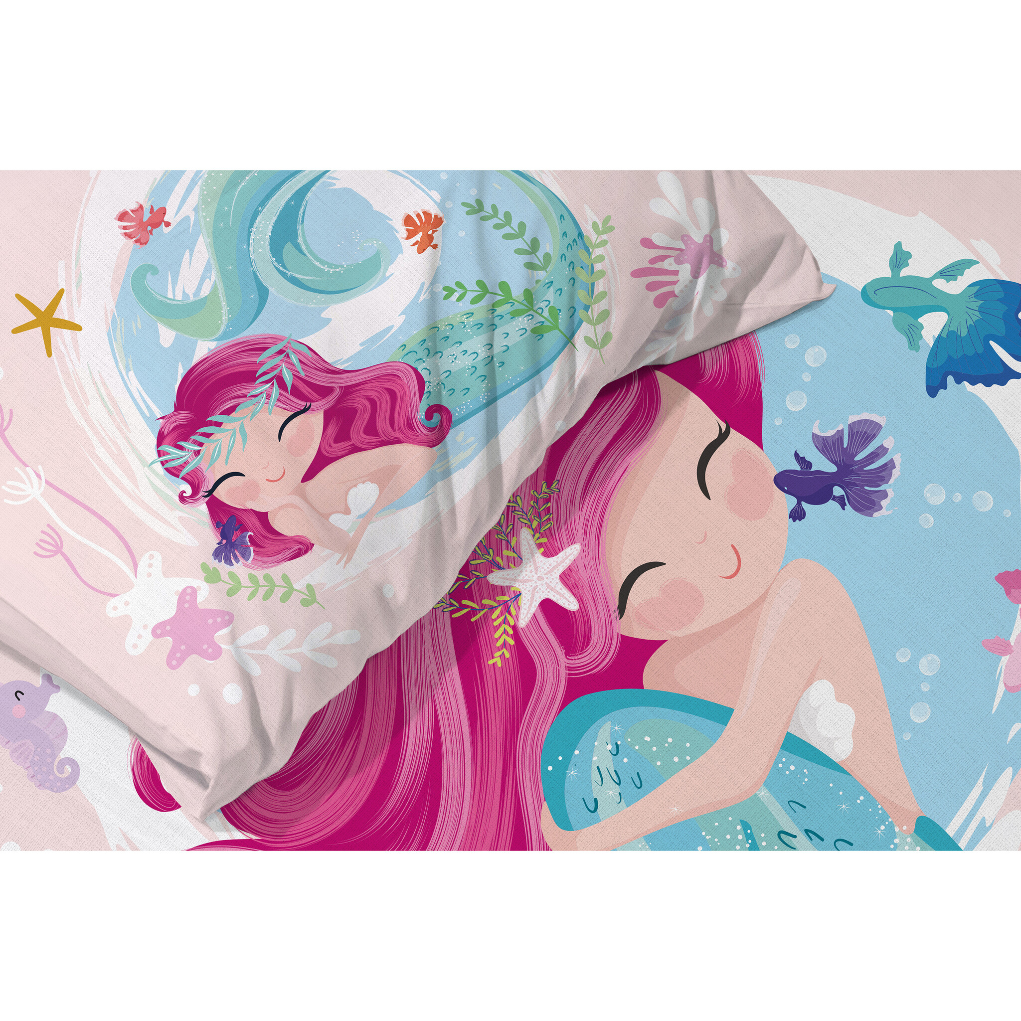 Cuddles BABY / Peuter dekbedovertrek, Zeemeermin - 100 x 135 cm / 40 x 60 cm - Katoen