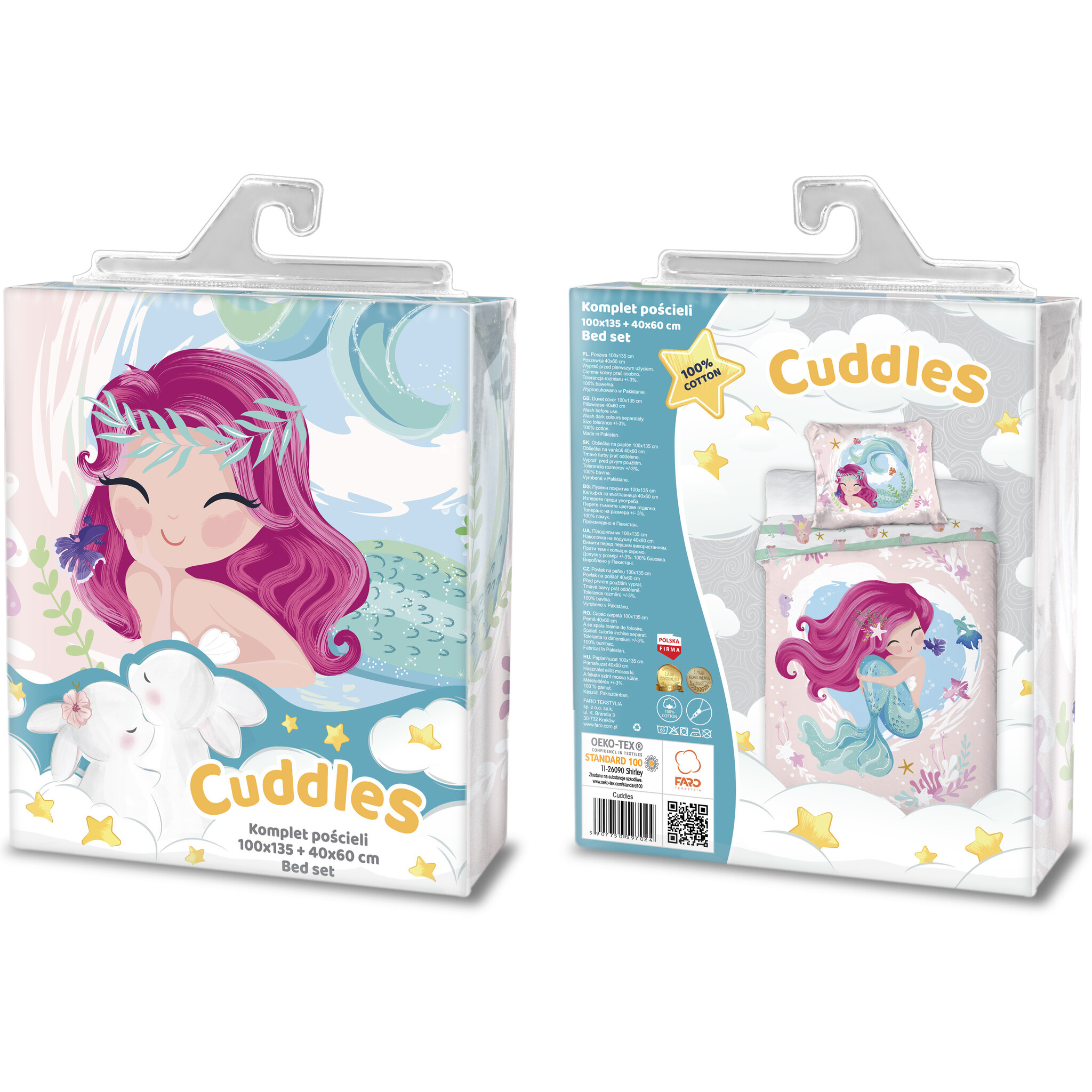 Cuddles BABY / Peuter dekbedovertrek, Zeemeermin - 100 x 135 cm / 40 x 60 cm - Katoen