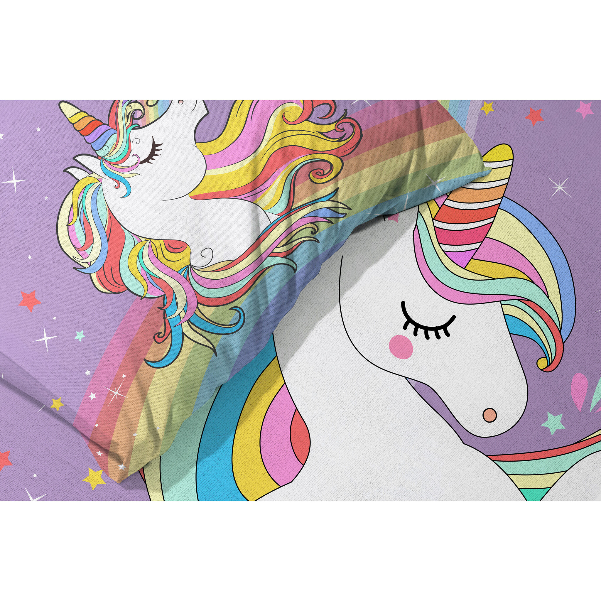 Cuddles BABY / Peuter dekbedovertrek, Unicorn - 100 x 135 cm / 40 x 60 cm - Katoen