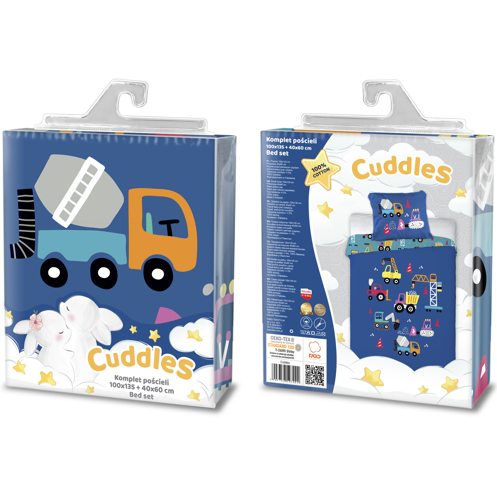 Cuddles BABY / Peuter dekbedovertrek, Auto- 100 x 135 cm / 40 x 60 cm - Katoen